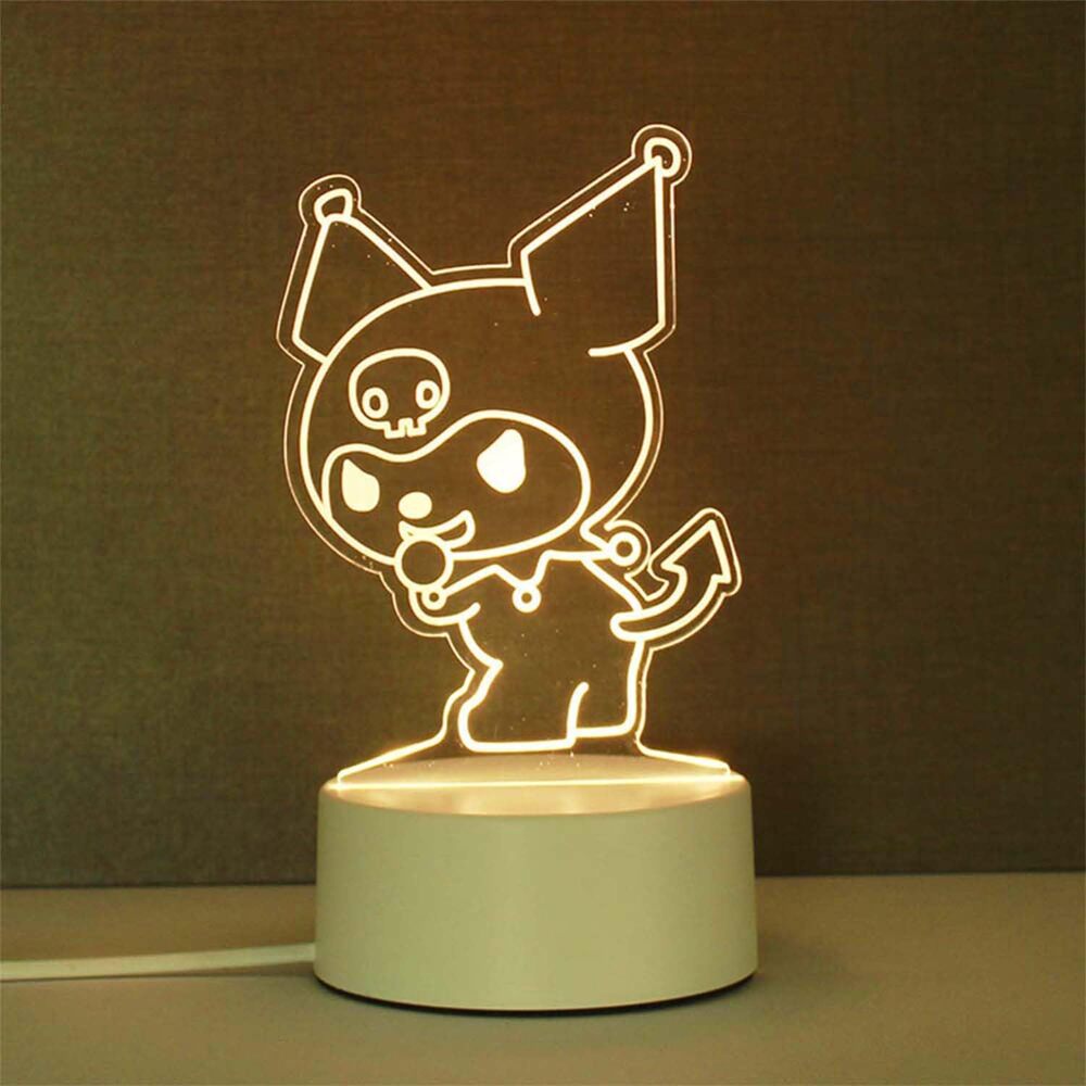 3D LED Cartoon Night Light Kawaii Acrylic Desk Lamp USB 3 Colors Kids Room Decor